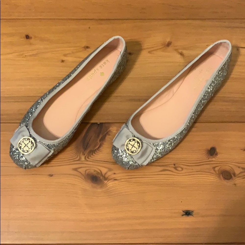 Kate Spade Fontana Too Silver Glitter Ballet Flats